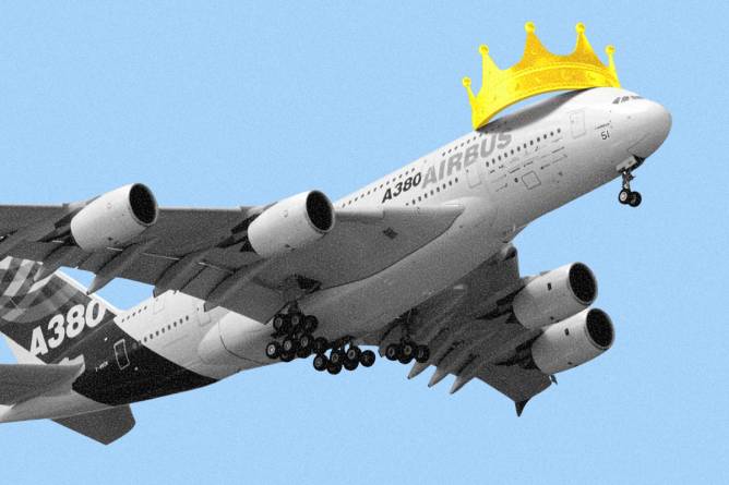 Airbus plane with a crown