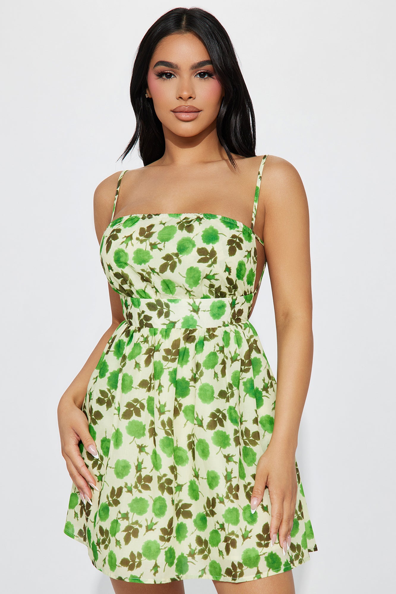 Image of Isadora Floral Mini Dress - Green/combo