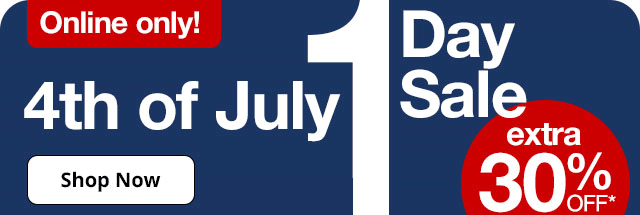 Online only! 4th of July One Day Sale extra 30% off* with code, select styles