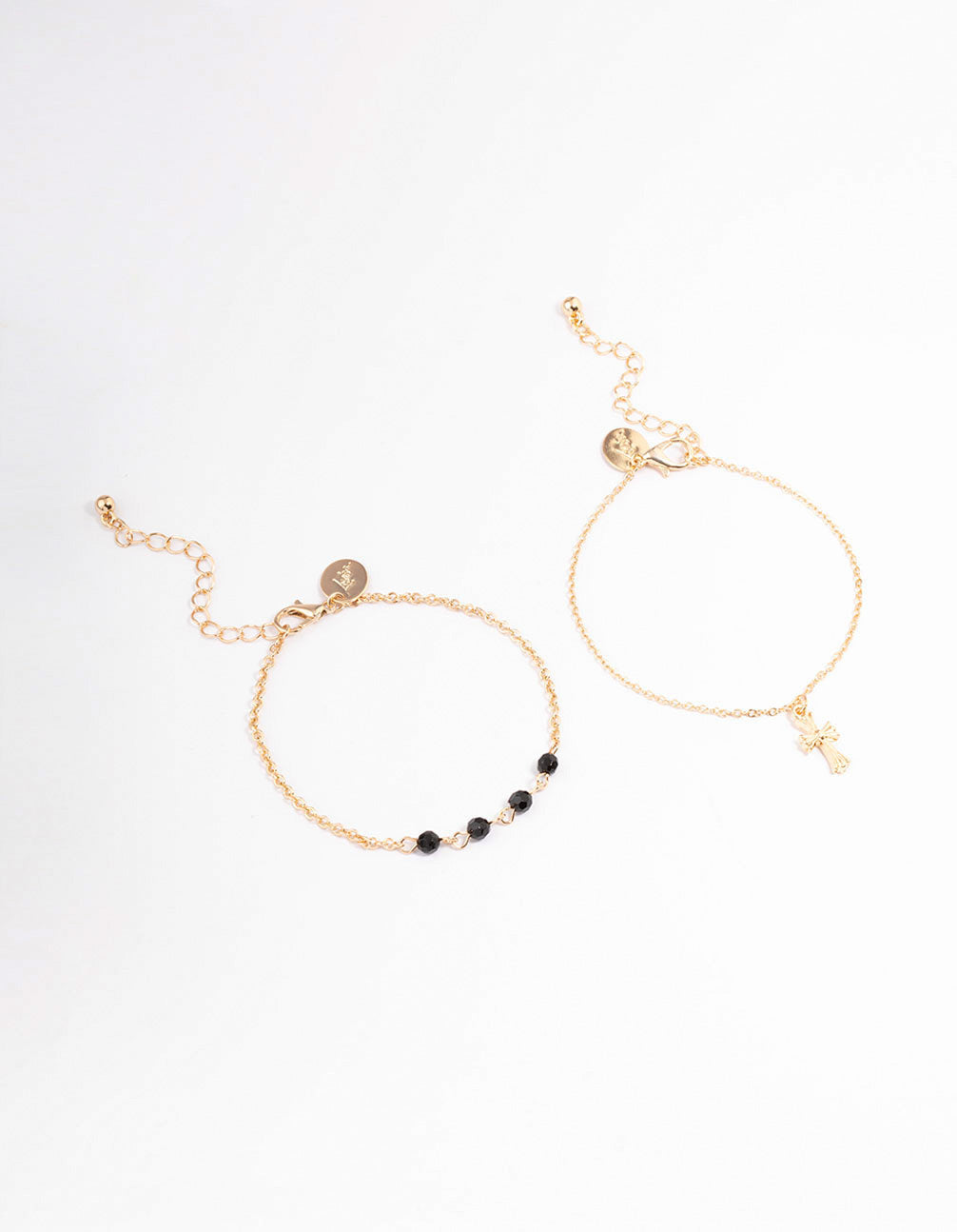 Image of Gold Round Beaded & Cross Anklet Pack