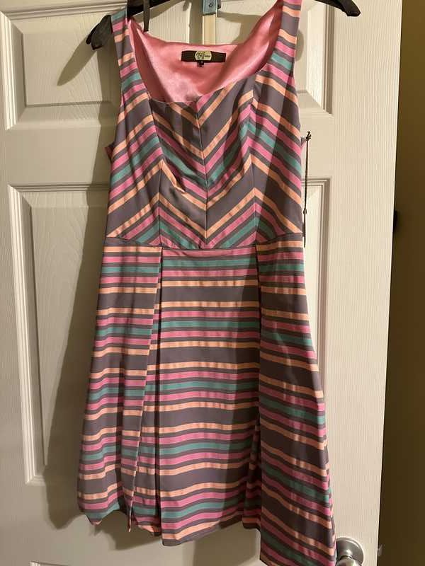 Image of Rainbow Striped A-Line Dress  - Pre-Loved