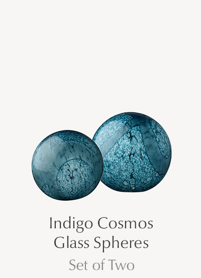 Indigo Cosmos Glass Spheres | Set of Two