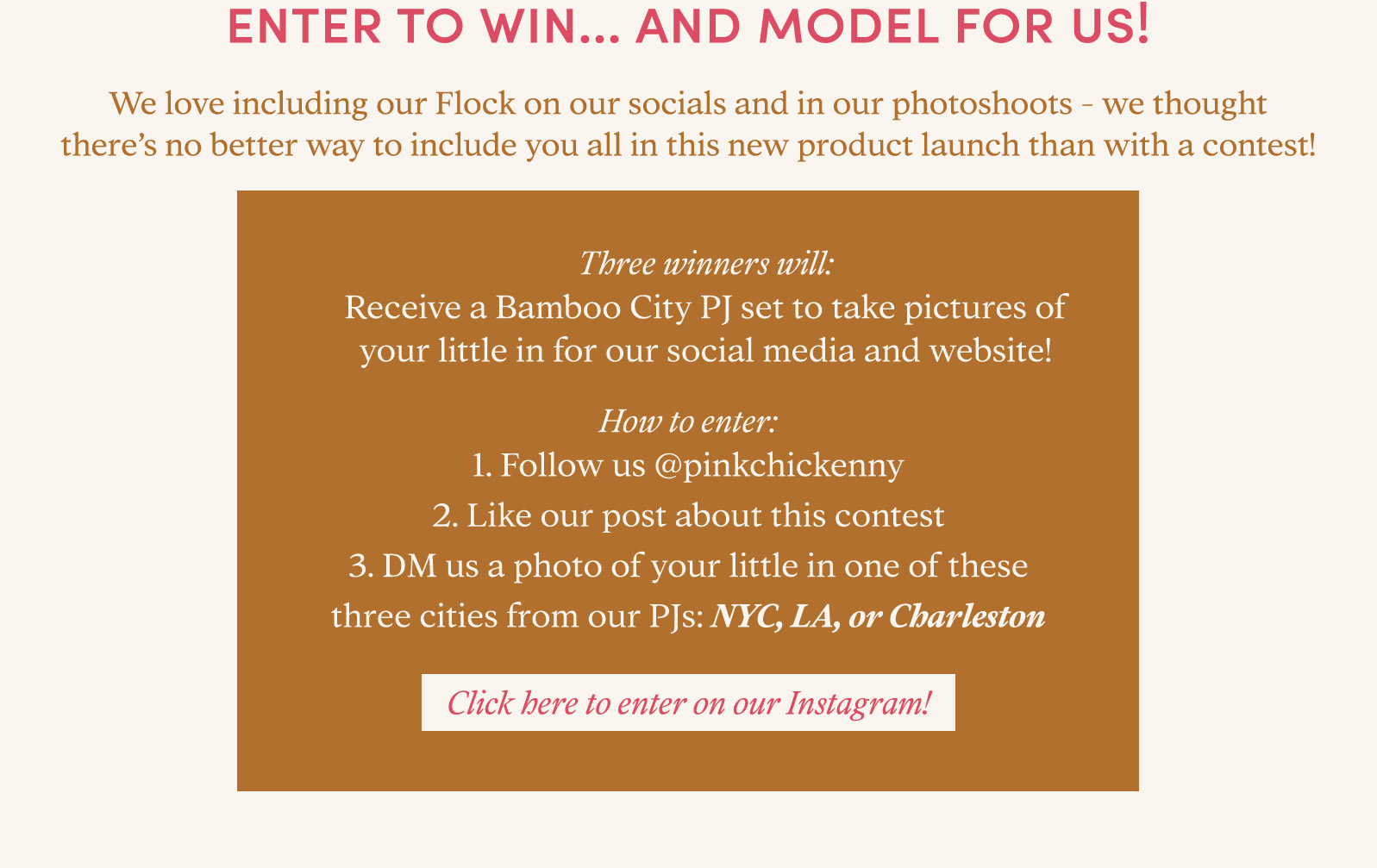 enter on our instagram!