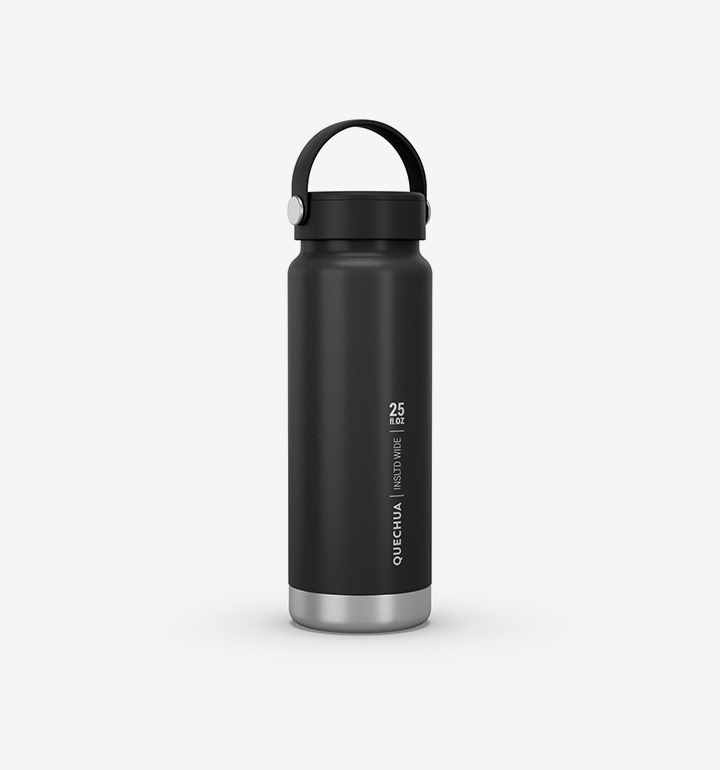 Quechua Double Wall Insulated Wide Mouth Stainless Steel Water Bottle 25oz