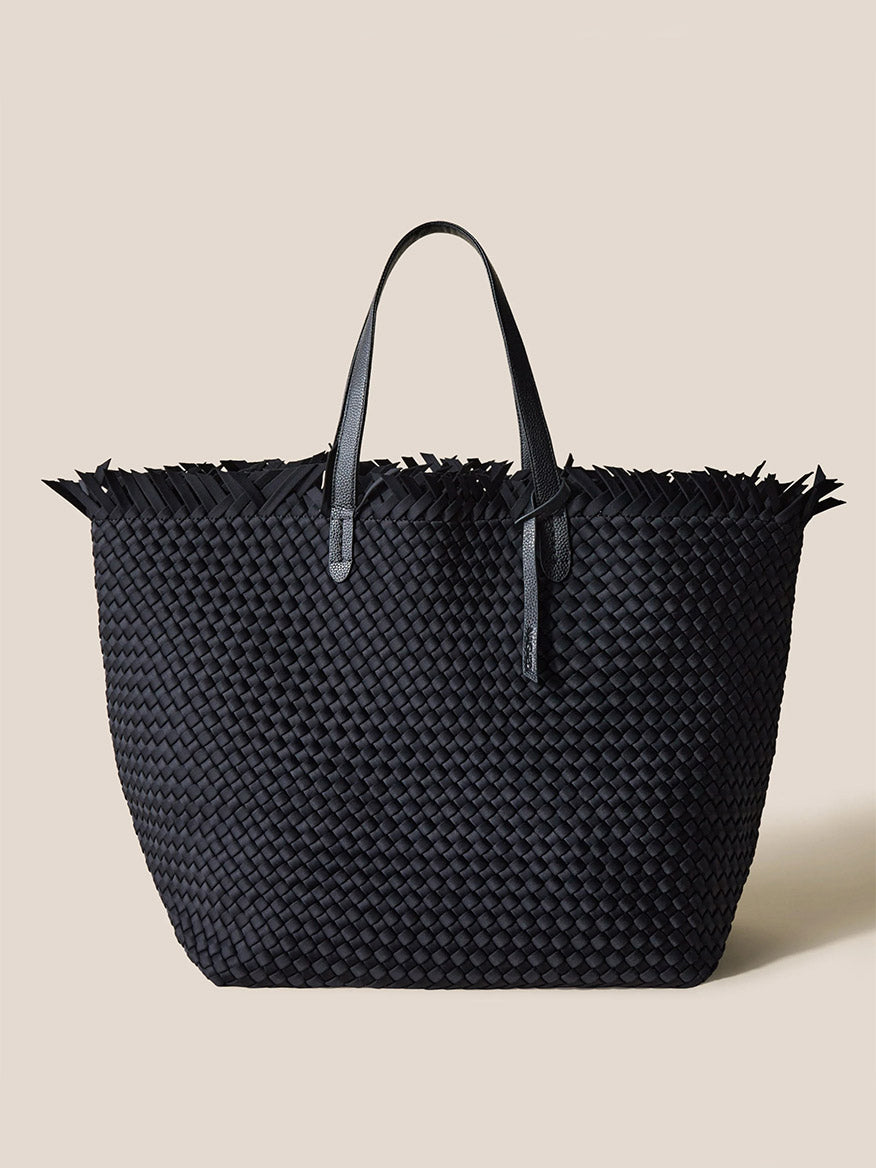 Image of Naghedi Havana Large Travel Tote in Solid Onyx Fringe