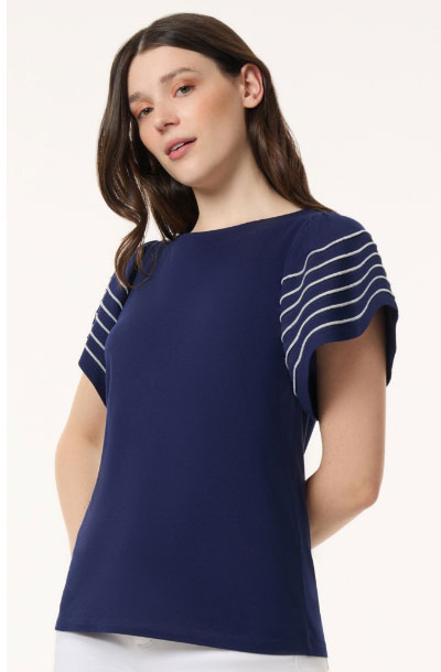 Flutter Short-Sleeve Top, Cotton Modal