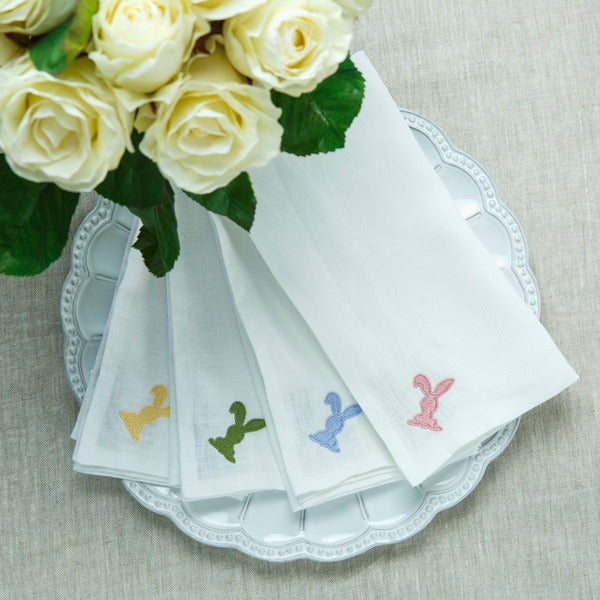 Image of Floppy Eared Bunny Washed Linen Napkin Set (4)