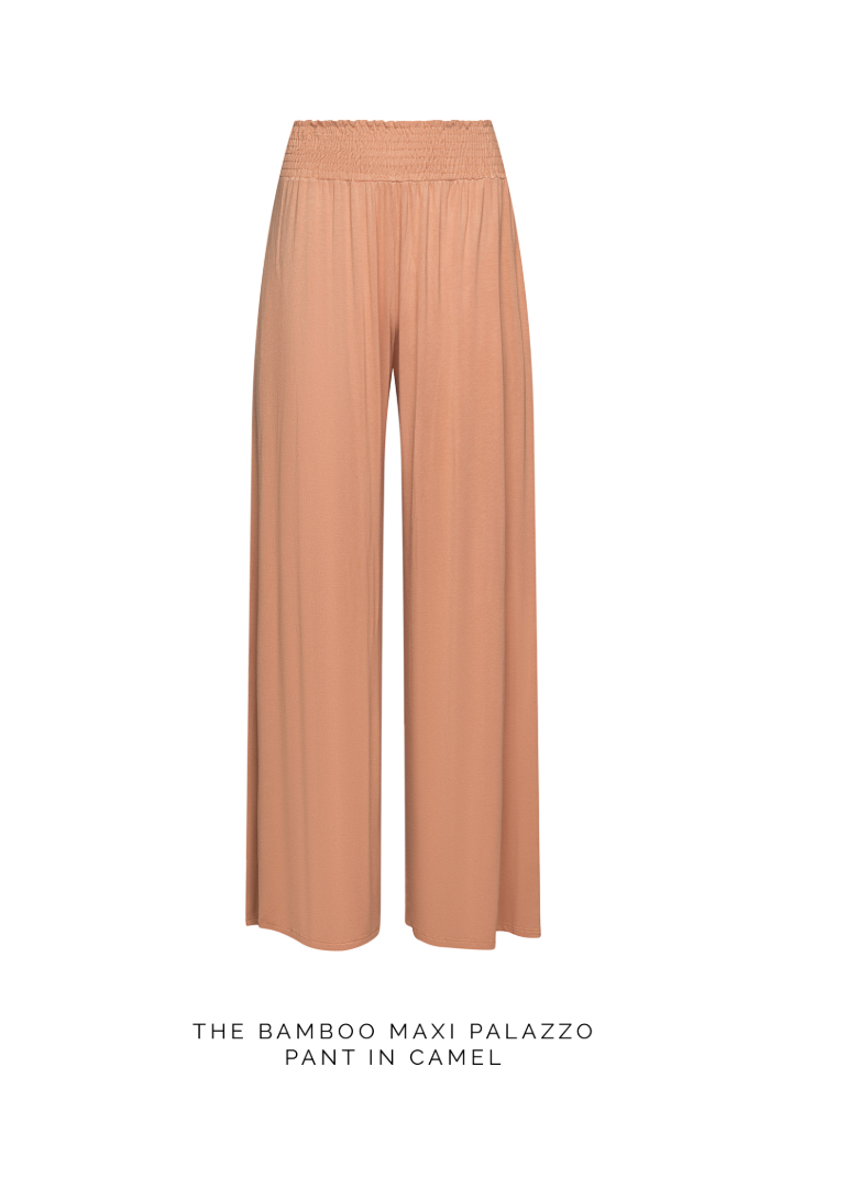 The Bamboo Maxi Palazzo Pant in Camel