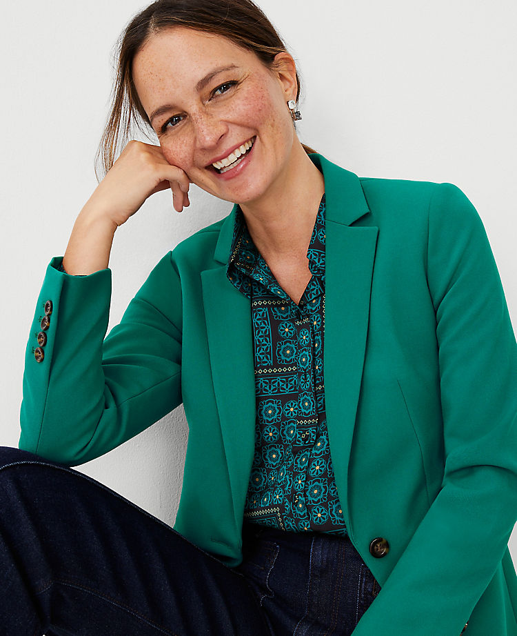 The Petite Long One Button Fitted Blazer