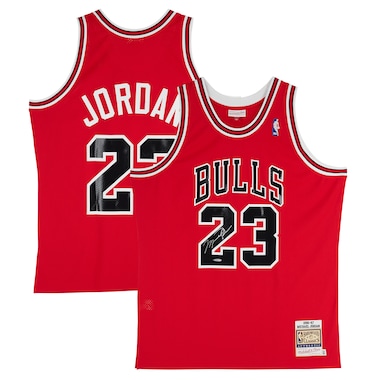 Michael Jordan  Autographed 1986-87 Red Mitchell & Ness Authentic Jersey - Front Signed - Upper Deck