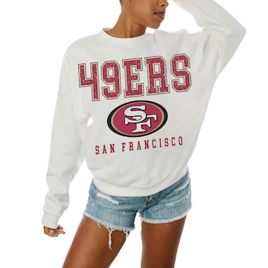  Gameday Couture  White   Sunday Drives Oversized Crewneck Pullover Sweatshirt