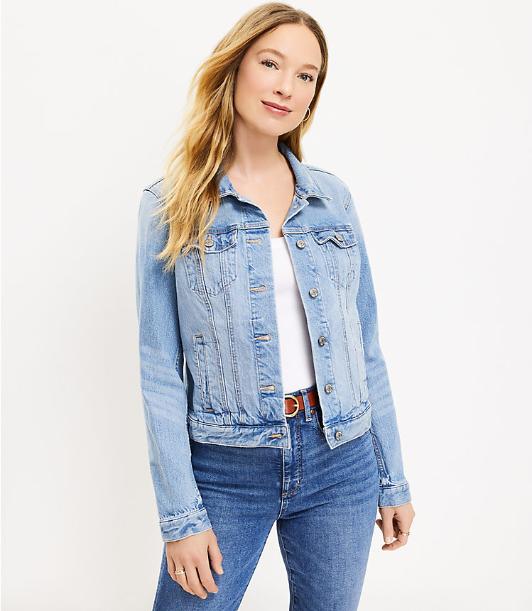 Denim Trucker Jacket in Light Mid Indigo Wash