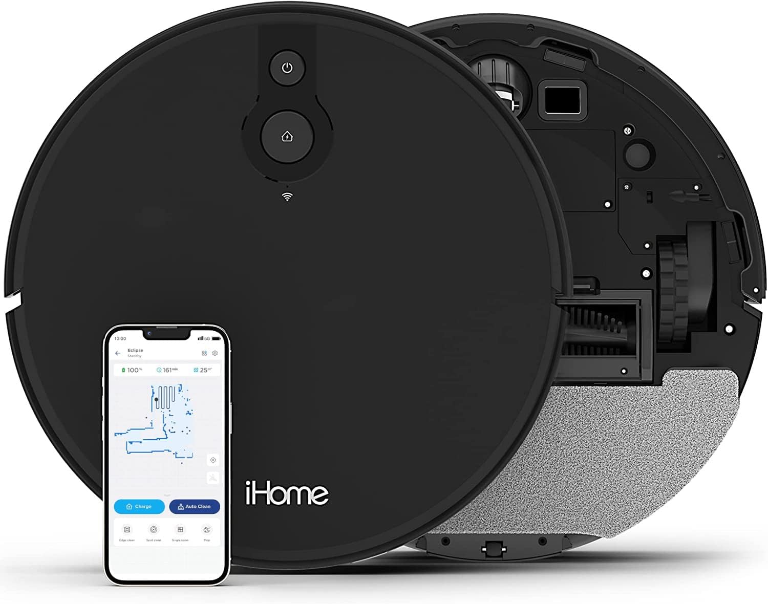 Image of iHome Eclipse 2-in-1 Robot Vacuum - Certified Refurbished