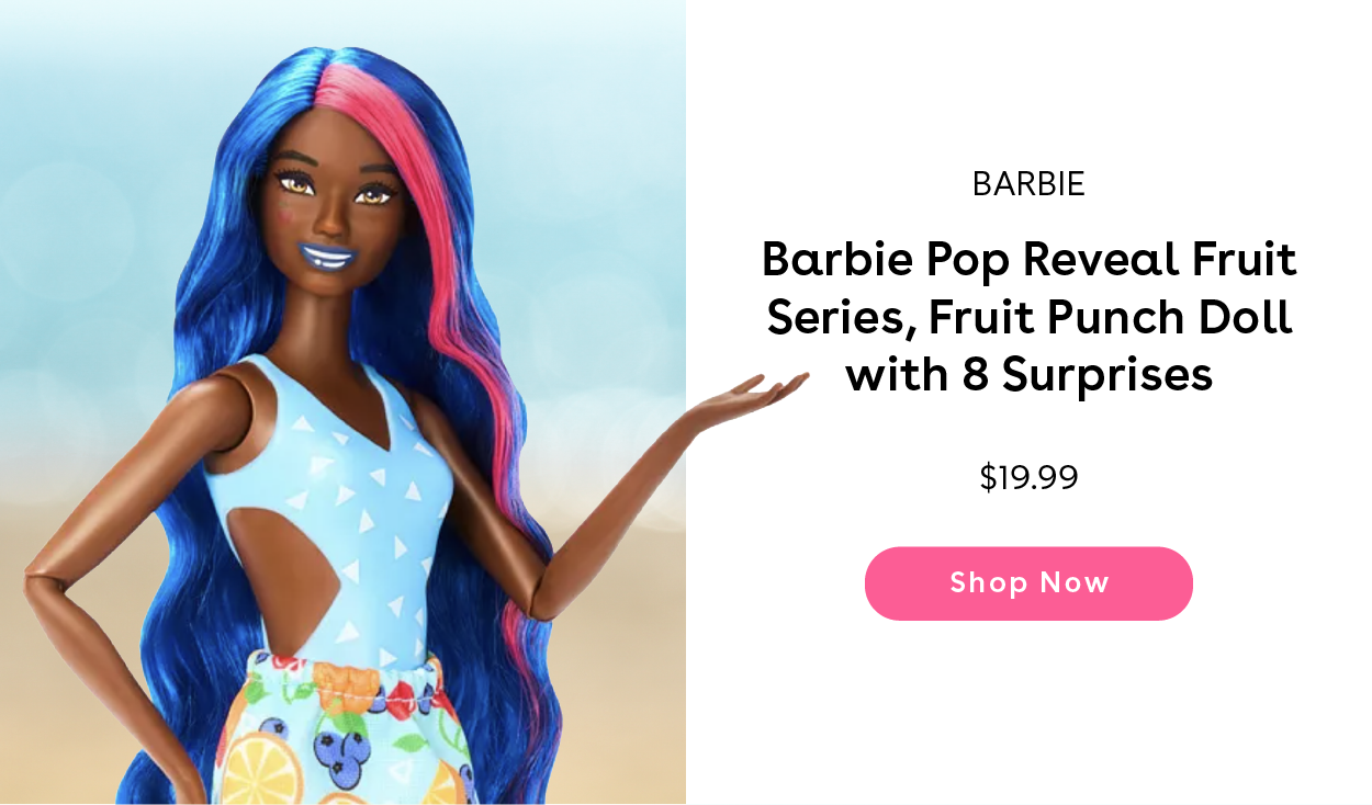 Barbie Pop Reveal Fruit Series, Fruit Punch Doll with 8 Surprises $19.99 Shop Now