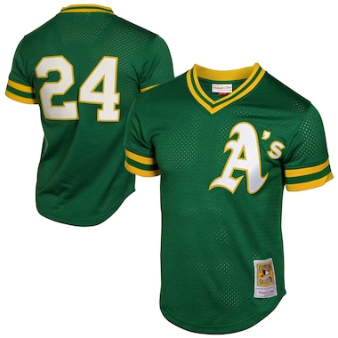  Mitchell & Ness Rickey Henderson Green  1991 Cooperstown Mesh Batting Practice Jersey