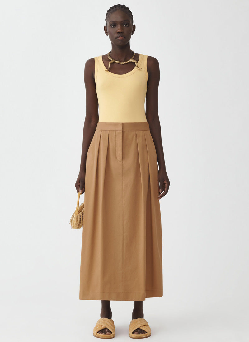 Image of Gabardine Midi Skirt