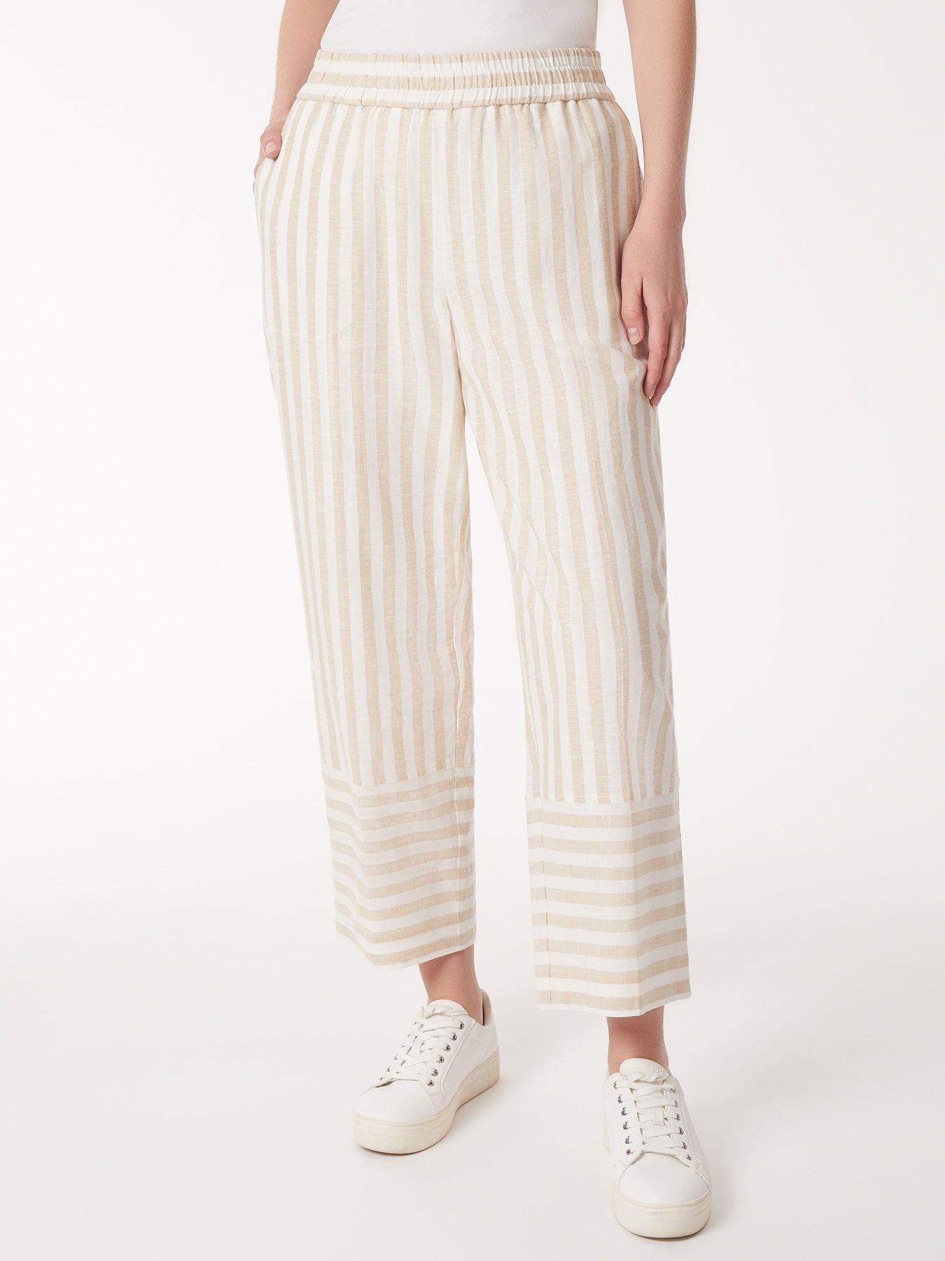 Image of Striped Pull-On Drawstring Trousers