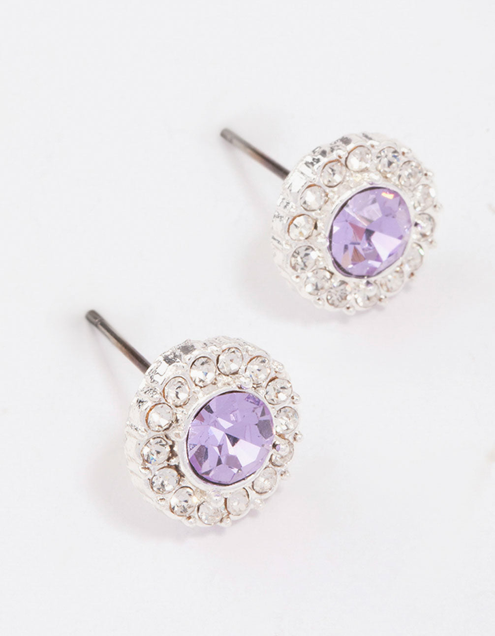 Image of Silver Lilac Halo Stud Earrings