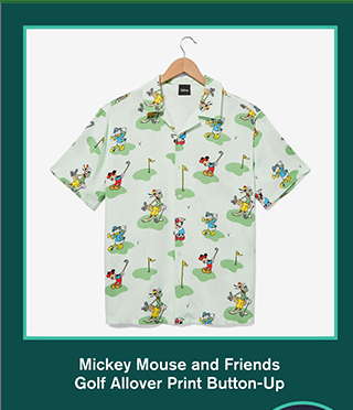 Mickey Mouse and Friends Golf Allover Print Button-Up