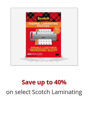 Save up to 40% on select Scotch Laminating