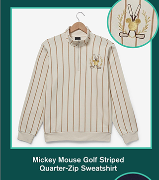 Mickey Mouse Golf Striped Quarter-Zip Sweatshirt