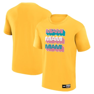  Fanatics Branded Yellow Formula 1 Miami Grand Prix Stacked Wordmark T-Shirt