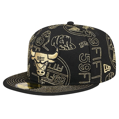  New Era Black  59FIFTY Day Allover Print Stencil Fitted Hat