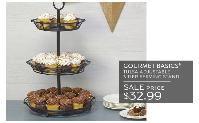 GOURMET BASICS® Tulsa Adjustable 3 Tier Serving Stand