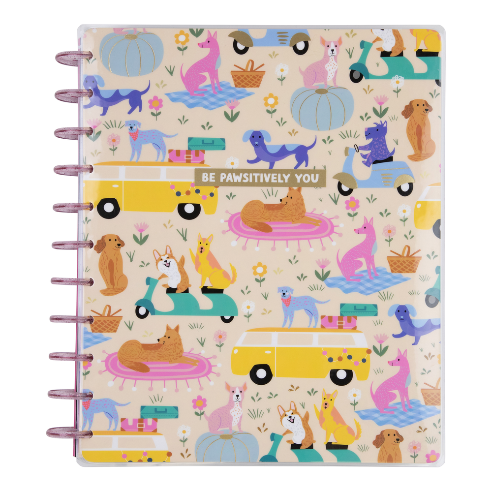 Image of 2024 Playful Pups Happy Planner - Big Lined Vertical Layout - 18 Months