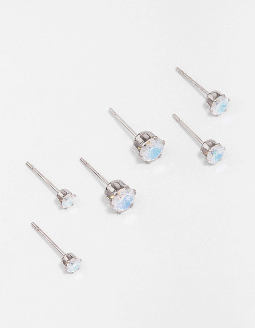 Image of Stainless Steel Cubic Zirconia Stud Earring 3-Pack