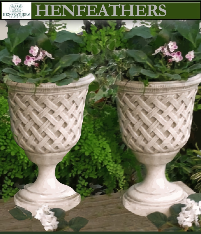 Vintage Lattice Weave Urn Pair