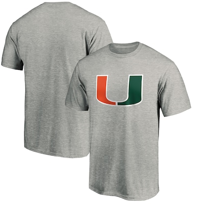 Men's Fanatics Branded Heather Gray Miami Hurricanes Logo T-Shirt