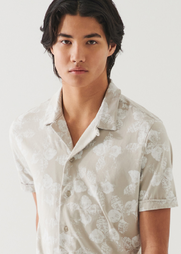 PIMA COTTON STRETCH PRINTED CAMP SHIRT