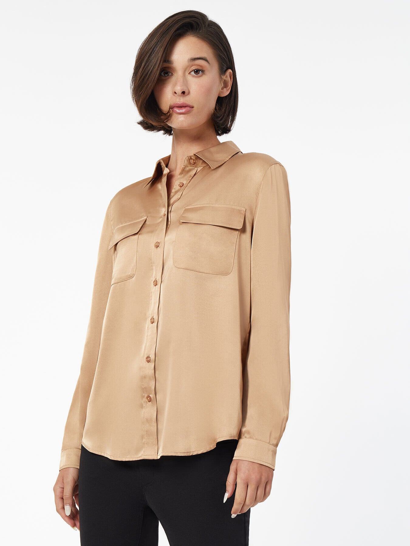 Image of Matte Satin Slim Fit Utility Shirt