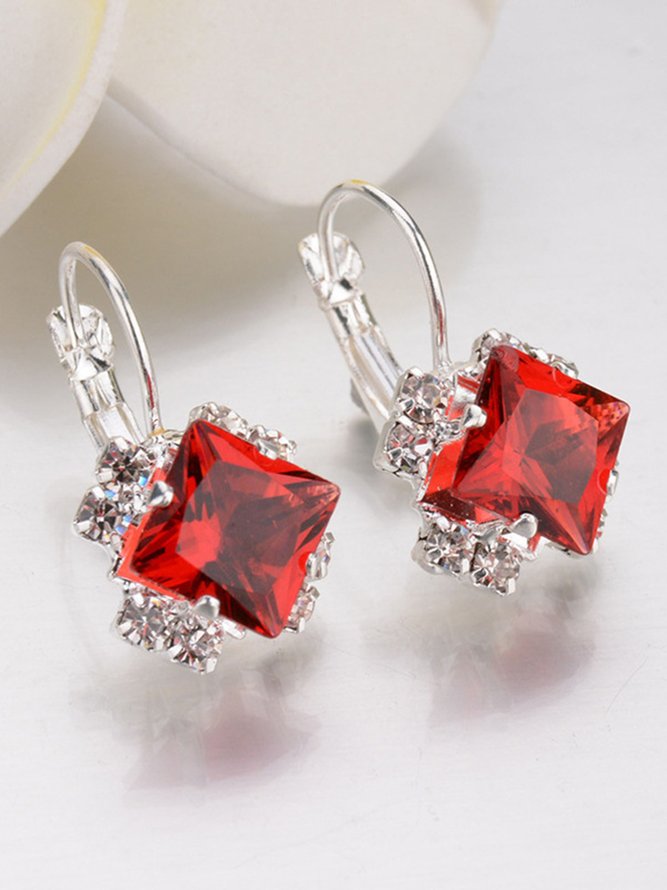 Simple Rhinestone Gem Alloy Earrings