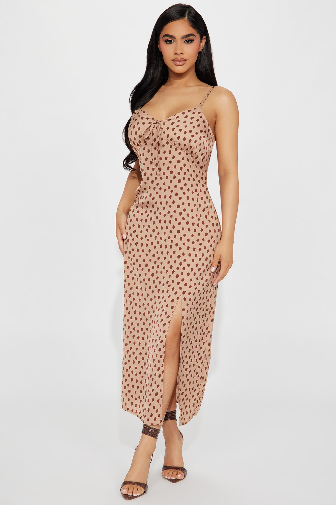 Image of Elaine Satin Maxi Dress - Brown/combo