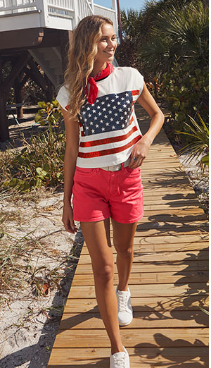 Stars Stripes Sequin Top