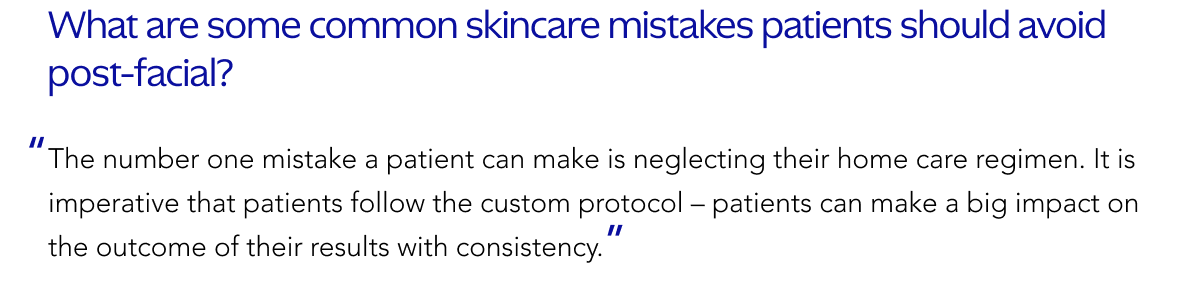 What are some common skincare mistakes patients should avoid post-facial?