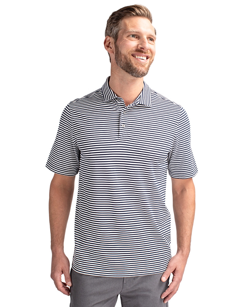 Image of Cutter & Buck Virtue Eco Pique Stripe Recycled Mens Polo