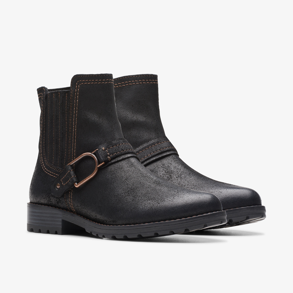 Aspra Buckle Black Suede