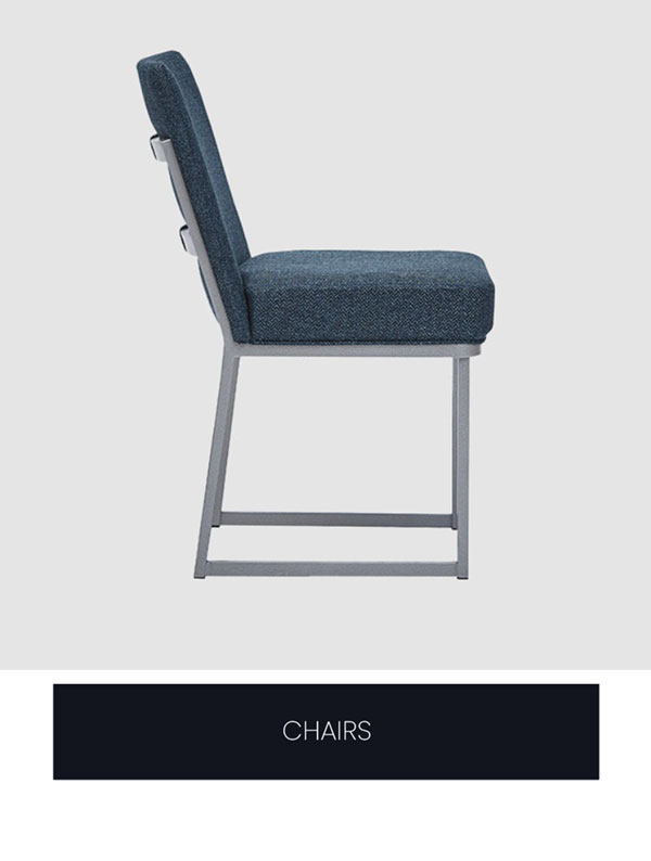 Chair category featuring the Marbury chair in Silver Palladium finish with Charo Midnight fabric.