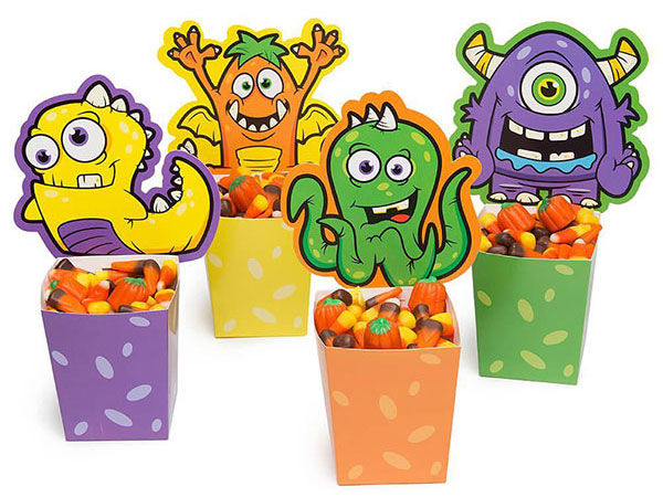 129178 - Halloween Monster Paper Candy Buckets - Assorted: 12-Piece Set