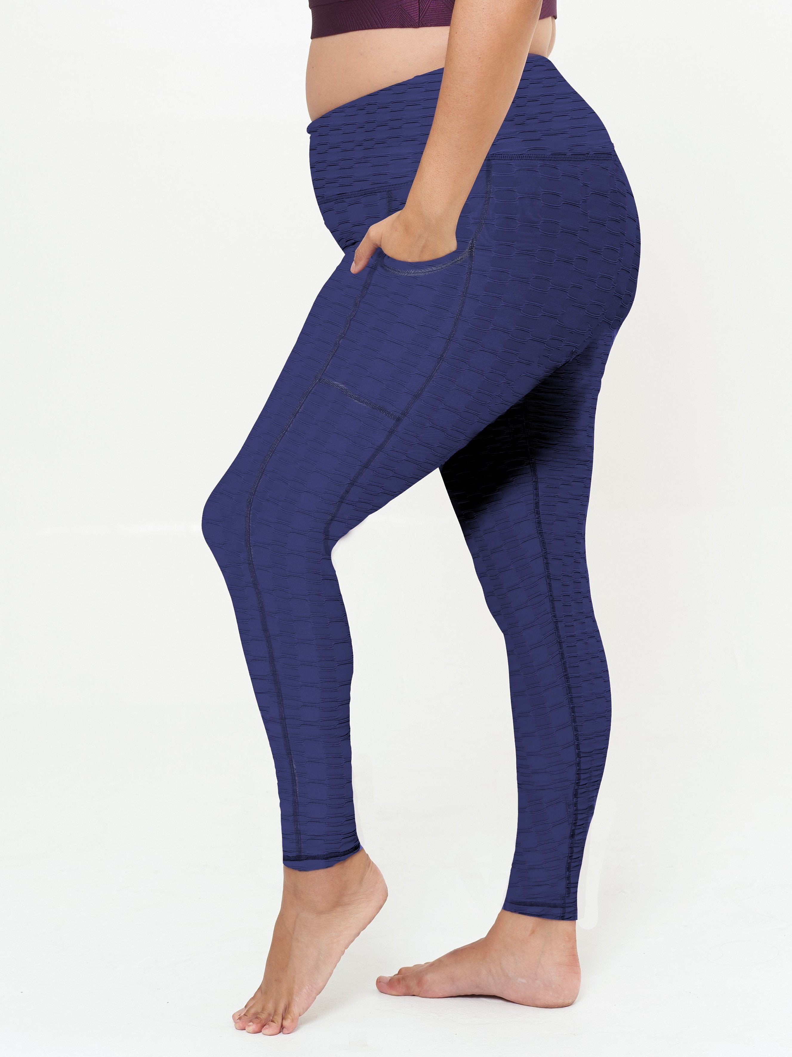 Image of Hi-Rise Square Pocket Leggings - Navy Links Pattern