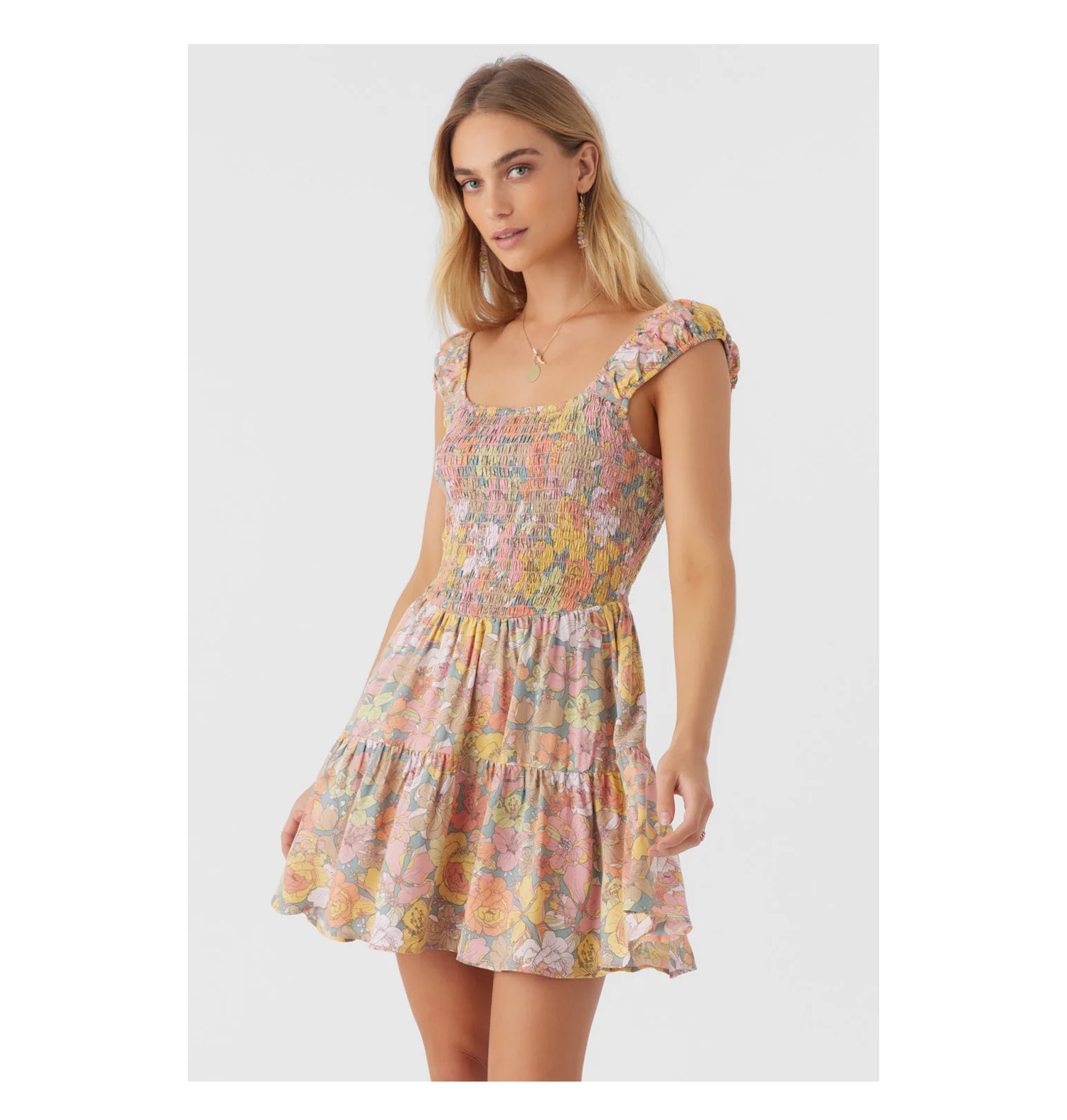 ADELLE JANIS FLORAL SMOCKED DRESS