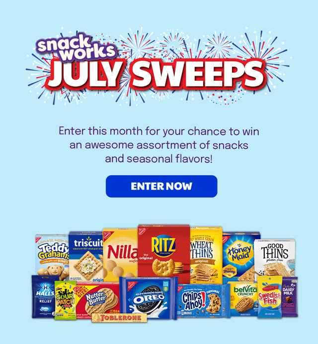 snackworks July Sweeps - Enter this month for your chance to win an awesome assortment of snacks and seasonal flavors! - ENTER NOW