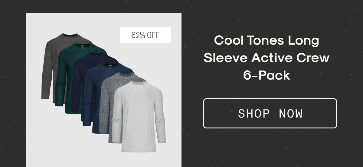 Cool Tones Long Sleeve Active Crew 6-Pack