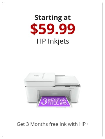 Starting at 59.99 HP Inkjets Get 3 Months free Ink with HP+