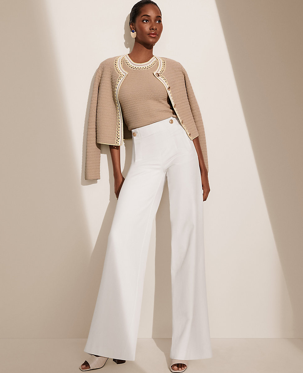 The Wide Leg Sailor Palazzo Pant in Twill