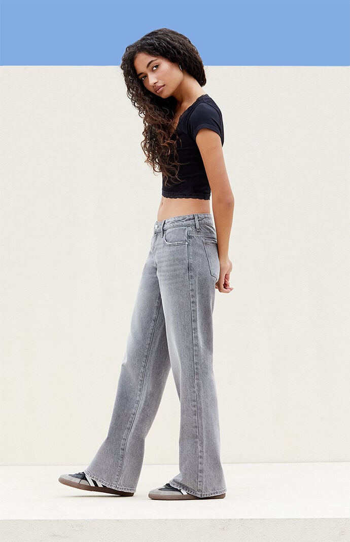 Image: Light Gray Low Rise Girlfriend Jeans