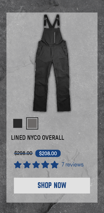 Lined NYCO Overall in Granite